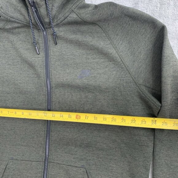 Nike Jacket Mens XL AW77 Tech Fleece Full Zip Sweatshirt Hooded Green 559592-325 - Picture 3 of 9